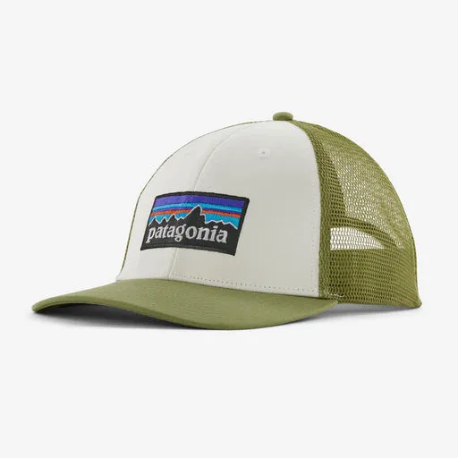 Patagonia P-6 Logo LoPro Trucker Hat - WHITE BUCKHORN GREEN sold by Sun Diego Boardshops