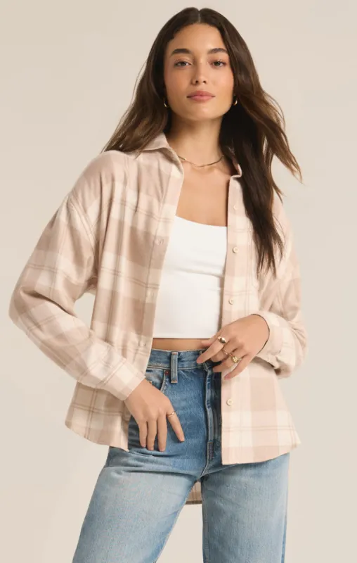 Z-Supply River Plaid Button Up - PUTTY sold by Sun Diego Boardshops