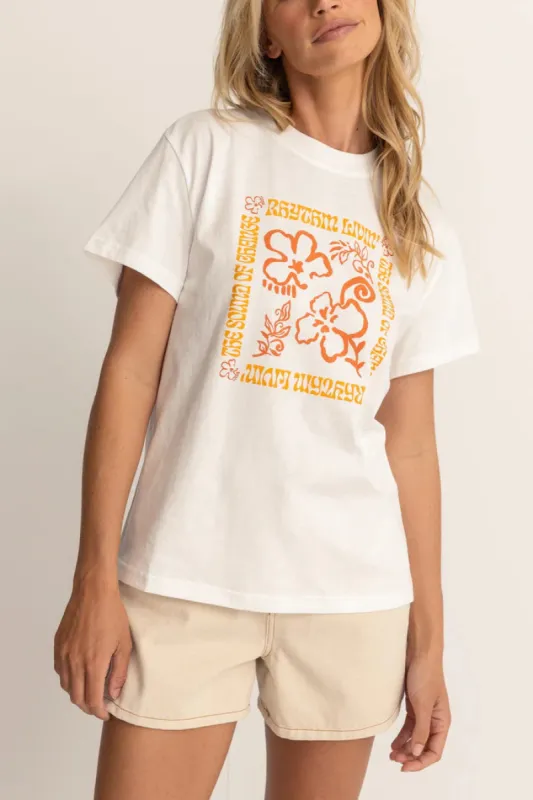 Rhythm ISLANDER BAND TEE  - WHITE sold by Sun Diego Boardshops
