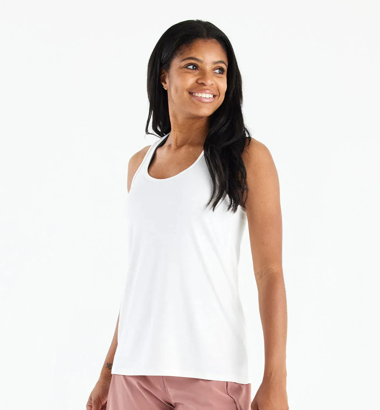FREE FLY Women's Bamboo Motion Racerback Tank - BRIGHT WHITE sold by Sun Diego Boardshops