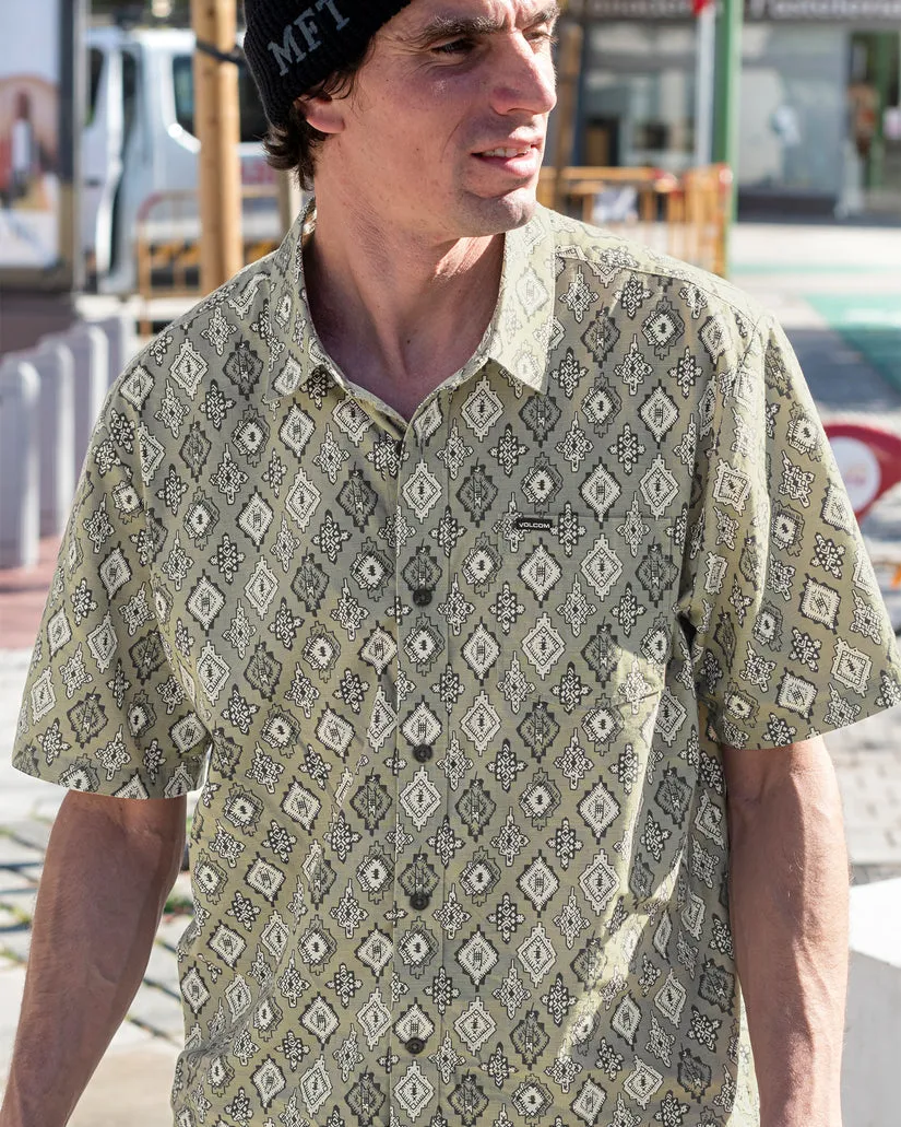 Volcom Scaler Stone Woven Short Sleeve Shirt - THYME GREEN sold by Sun Diego Boardshops
