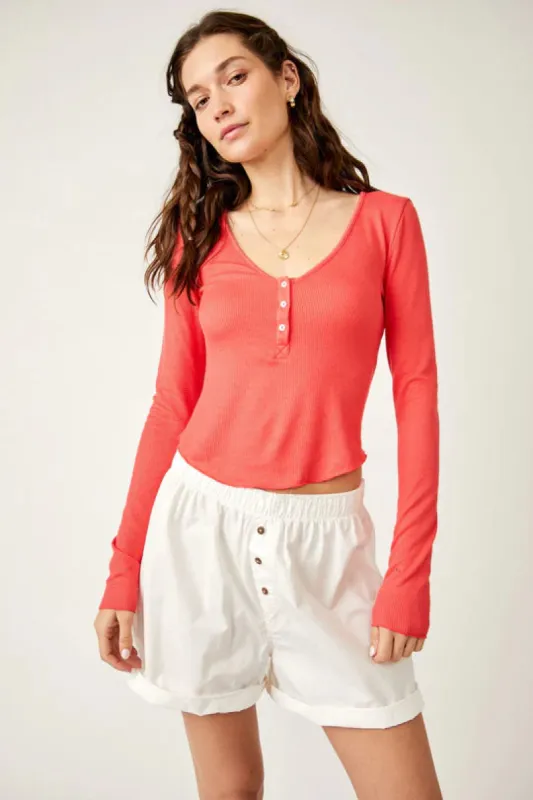 Free People Keep It Basic Layering Top  - Red Pop sold by Sun Diego Boardshops