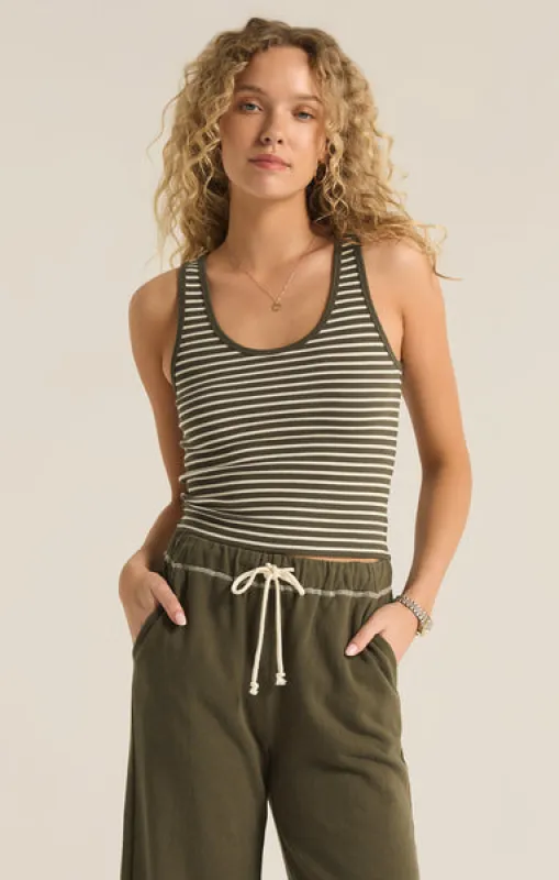 Z-Supply Essy Stripe Rib Tank - Grape Leaf sold by Sun Diego Boardshops