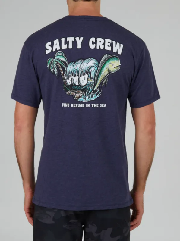 Salty Crew Shaka Navy Heather S/S Premium Tee - Navy Heather sold by Sun Diego Boardshops