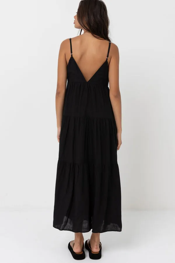 Rhythm Classic Tiered Midi Dress - Black sold by Sun Diego Boardshops product image thumbnail 3