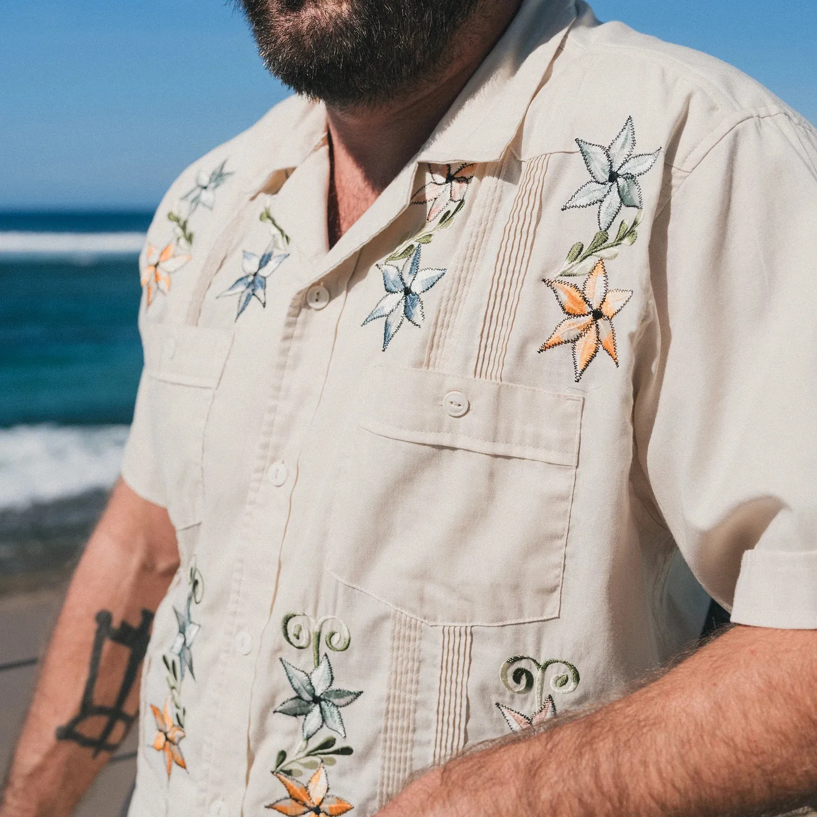HOWLER BROS Guayabera Shirt - RIVERBED OXFORD sold by Sun Diego Boardshops