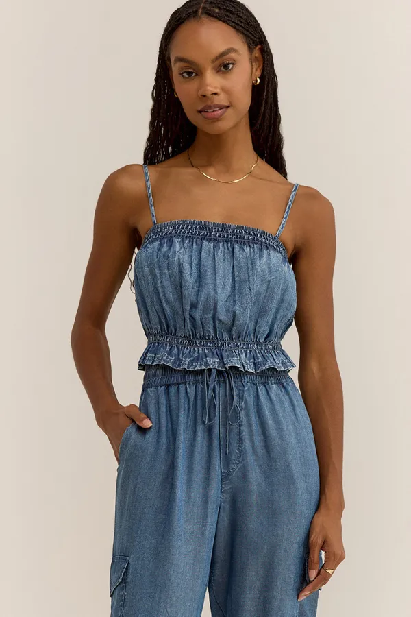 Z-Supply RIVINA CHAMBRAY TANK - Washed Chambray sold by Sun Diego Boardshops