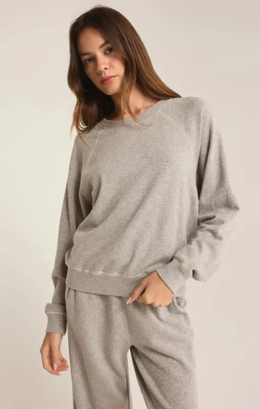 Z-Supply Saldana French Terry Top - CLASSIC HEATHER GREY sold by Sun Diego Boardshops