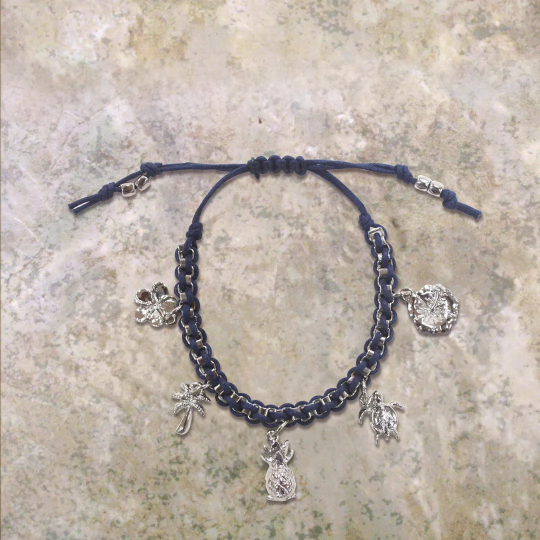 MAUNA KAI 5 Charm Adjustable Icons Navy Cord - ASSORTED sold by Sun Diego Boardshops