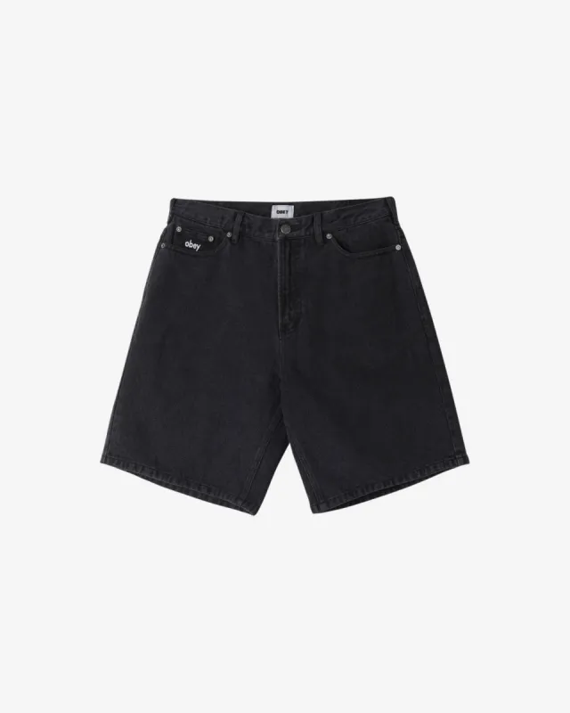 Obey BIGWIG BAGGY DENIM SHORT - FADED BLACK sold by Sun Diego Boardshops