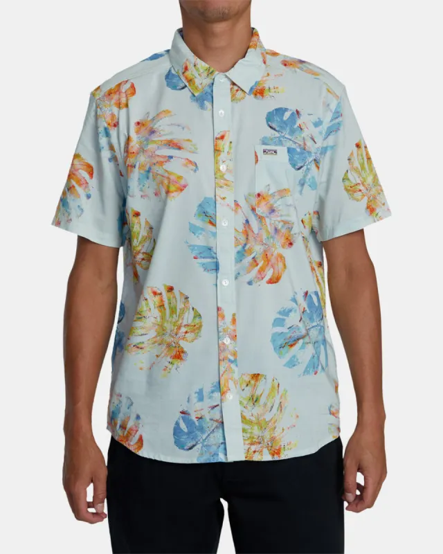 RVCA OBLOW HAWAII SHORT SLEEVE WOVEN SHIRT - LIGHT BLUE made by RVCA