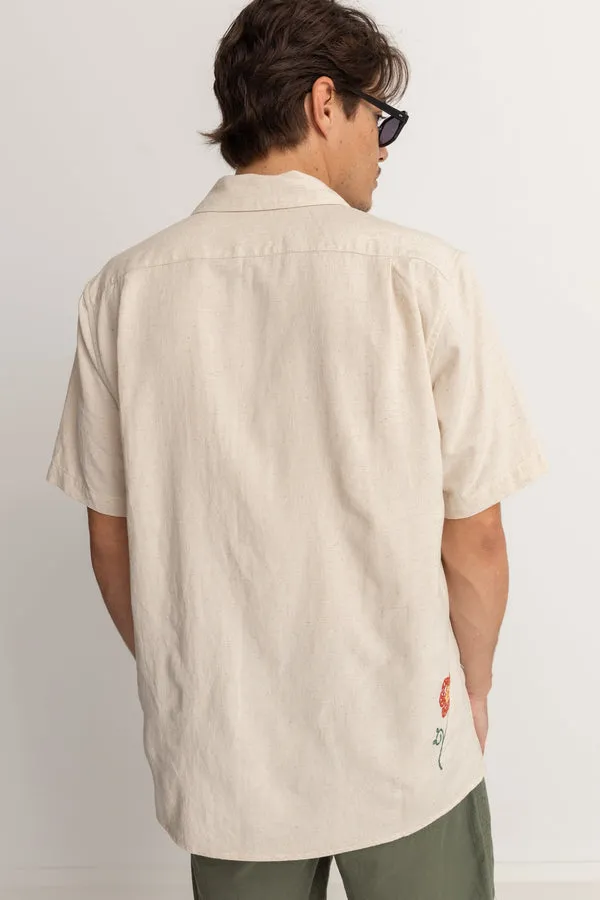 Rhythm Flower Embroidery Ss Shirt - NATURAL sold by Sun Diego Boardshops product image thumbnail 3