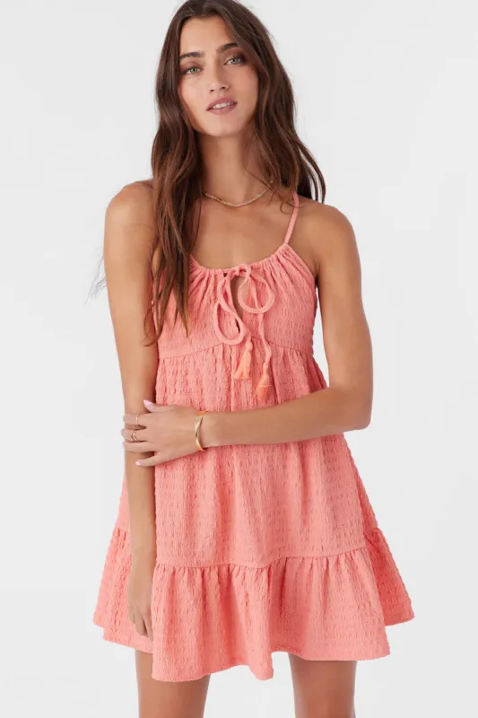 O`Neill SAIGE TEXTURED KNIT SHORT DRESS - BURNT CORAL sold by Sun Diego Boardshops