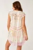 Free People Spring Fling Lace Trim Minidress - Tea Combo sold by Sun Diego Boardshops