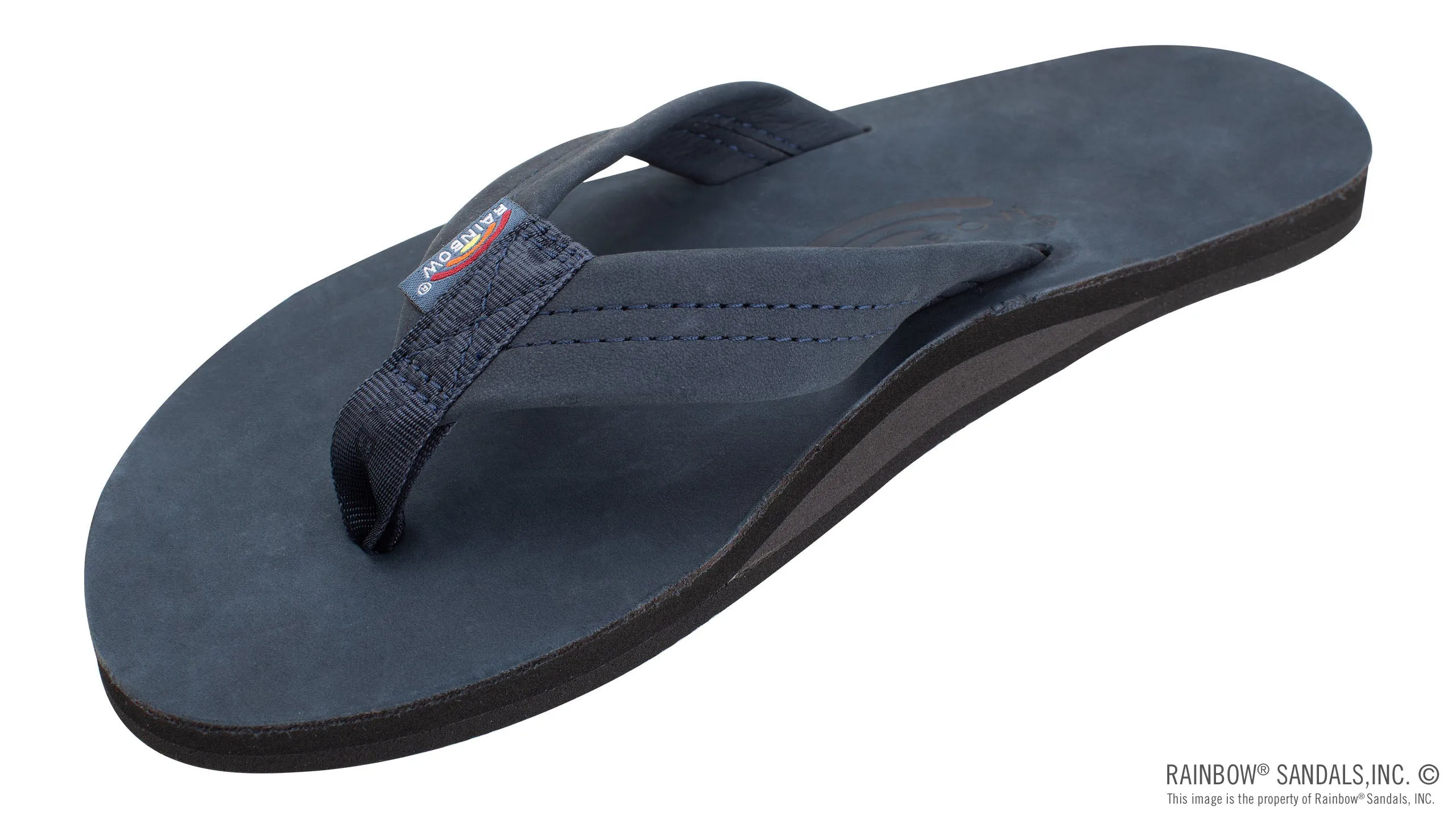 Rainbow Sandals Men's Single Layer Premier Leather with Arch Support 1" Strap - Navy sold by Sun Diego Boardshops product image thumbnail 2