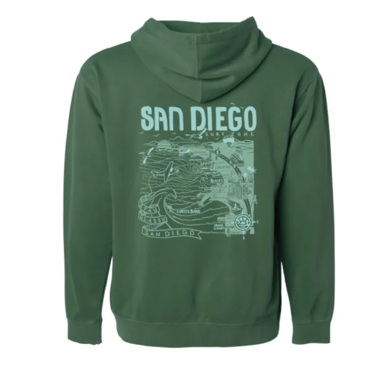 SunDiego Map Hoodie - Pigment Alpine Green/Light Blue/Dirty Light Blue sold by Sun Diego Boardshops