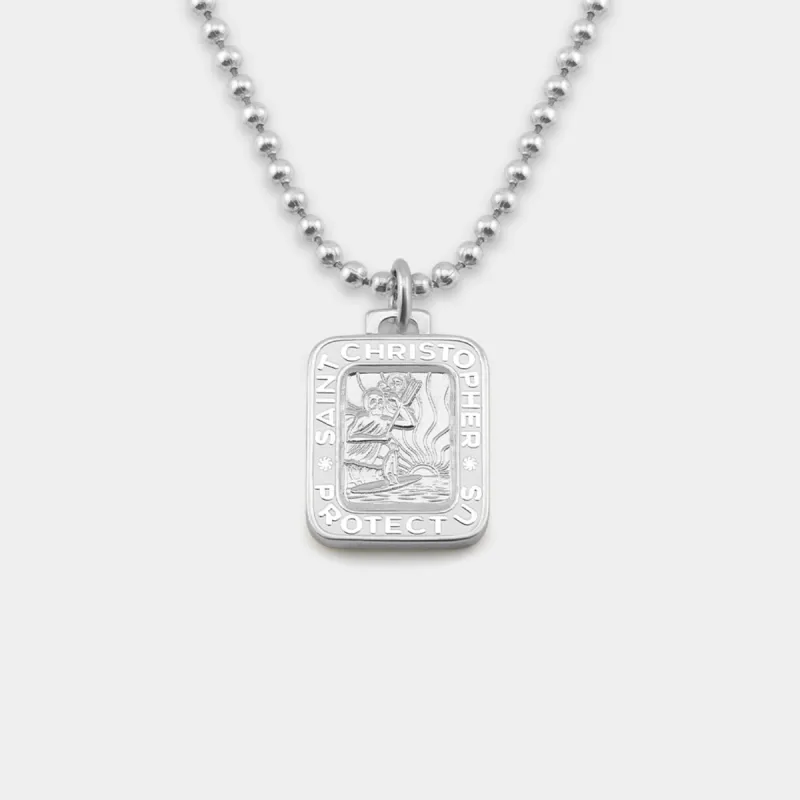 GETBACK SUPPLY RECTANGLE ST. CHRISTOPHER Necklace - SILVER/WHITE sold by Sun Diego Boardshops