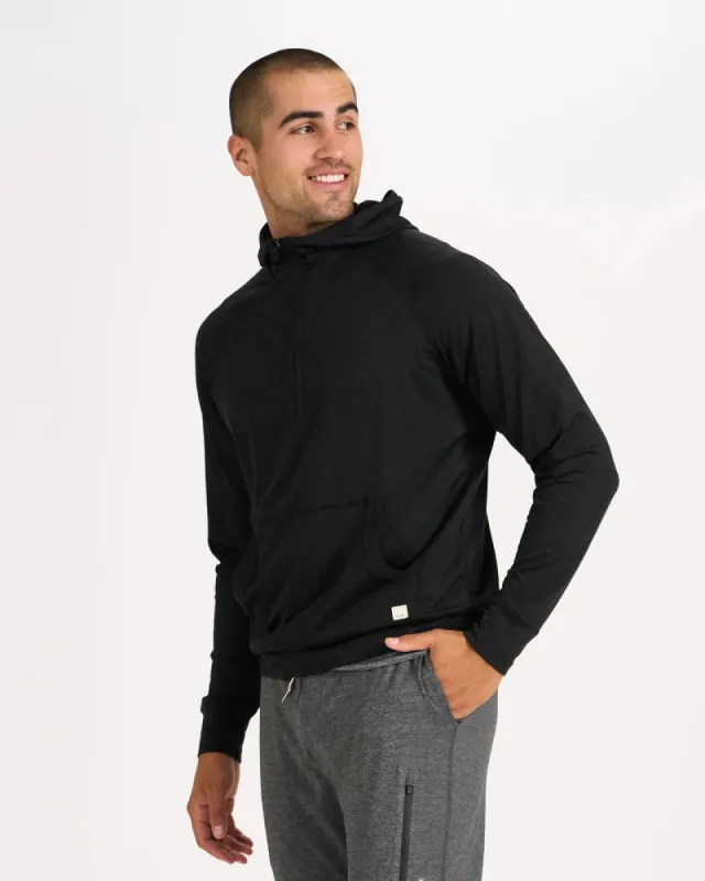 Vuori Ponto Performance Half Zip Hoodie - Black Heather sold by Sun Diego Boardshops