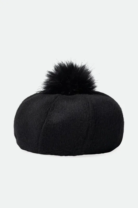 Natalie Oversized Pom Beret - Black sold by Sun Diego Boardshops