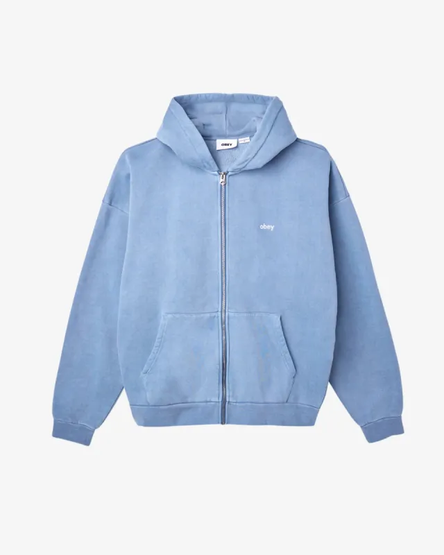 Obey LOWERCASE PIGMENT ZIP HOOD - CORONET BLUE sold by Sun Diego Boardshops