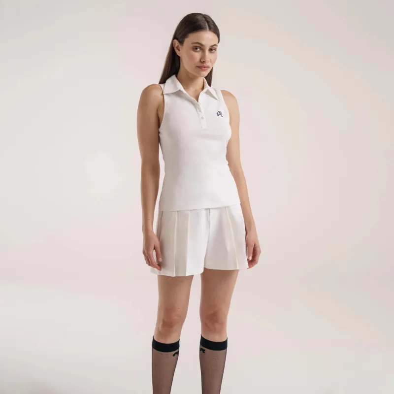 Malbon Golf CLAUDIA SLEEVELESS POLO - White sold by Sun Diego Boardshops