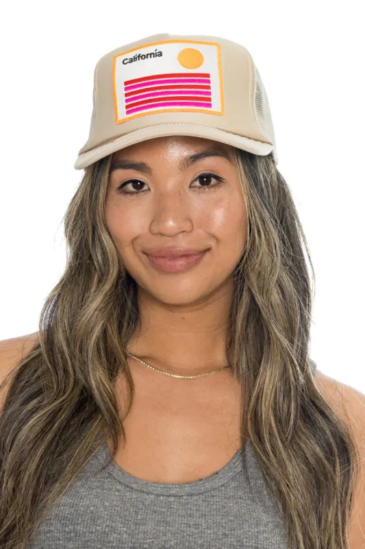 That Friday Feeling California Stripes Trucker Hat - TAN sold by Sun Diego Boardshops