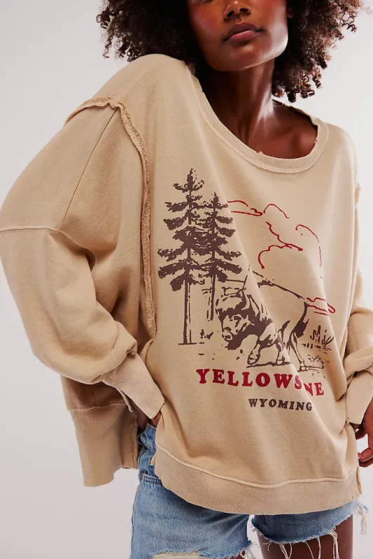 Free People We The Free Graphic Camden Pullover - YELLOWSTONE BISON sold by Sun Diego Boardshops