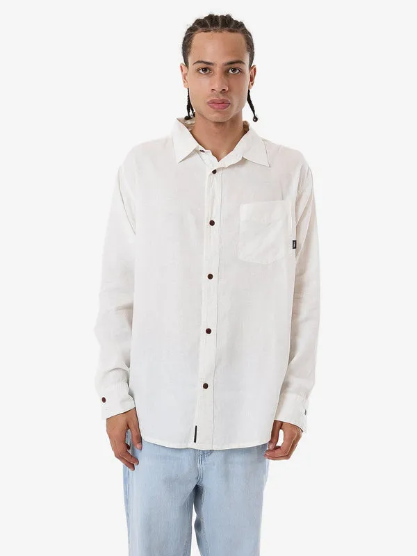 THRILLS Hemp Minimal Thrills Oversize Long Sleeve Shirt - DIRTY WHITE sold by Sun Diego Boardshops