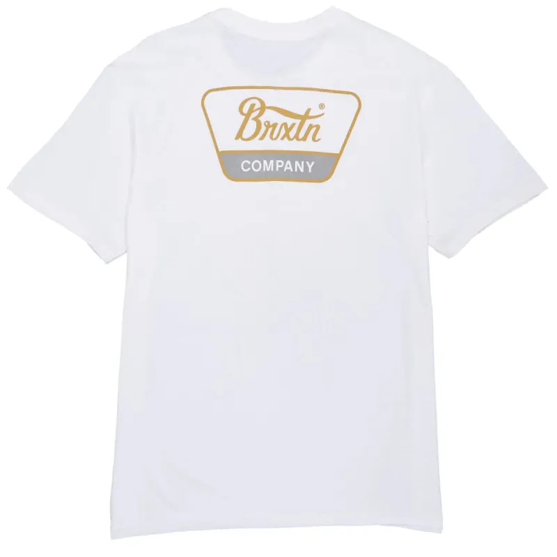 Brixton LINWOOD S/S STANDARD TEE - WHITE/BRASS/SMOKE sold by Sun Diego Boardshops