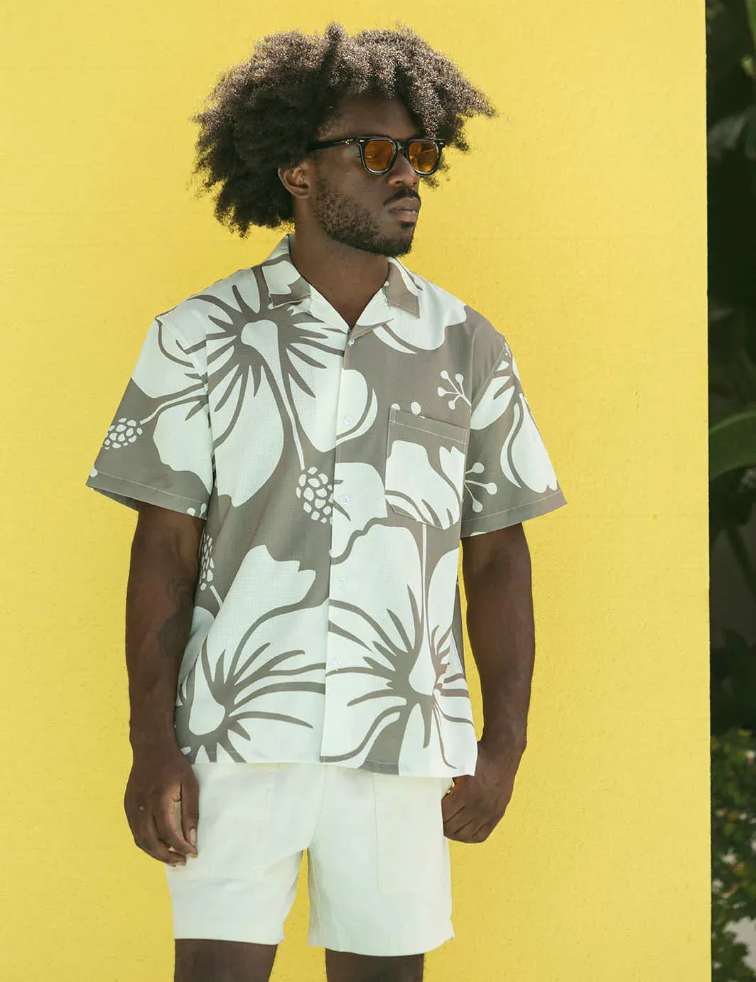 Duvin HIBISCUS LEISURE STRETCH BUTTONUP - TAN sold by Sun Diego Boardshops product image thumbnail 2
