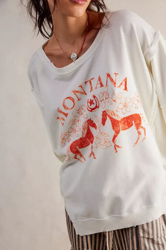 Free People We The Free Graphic Camden Pullover - COCONUT COMBO MONTANA sold by Sun Diego Boardshops