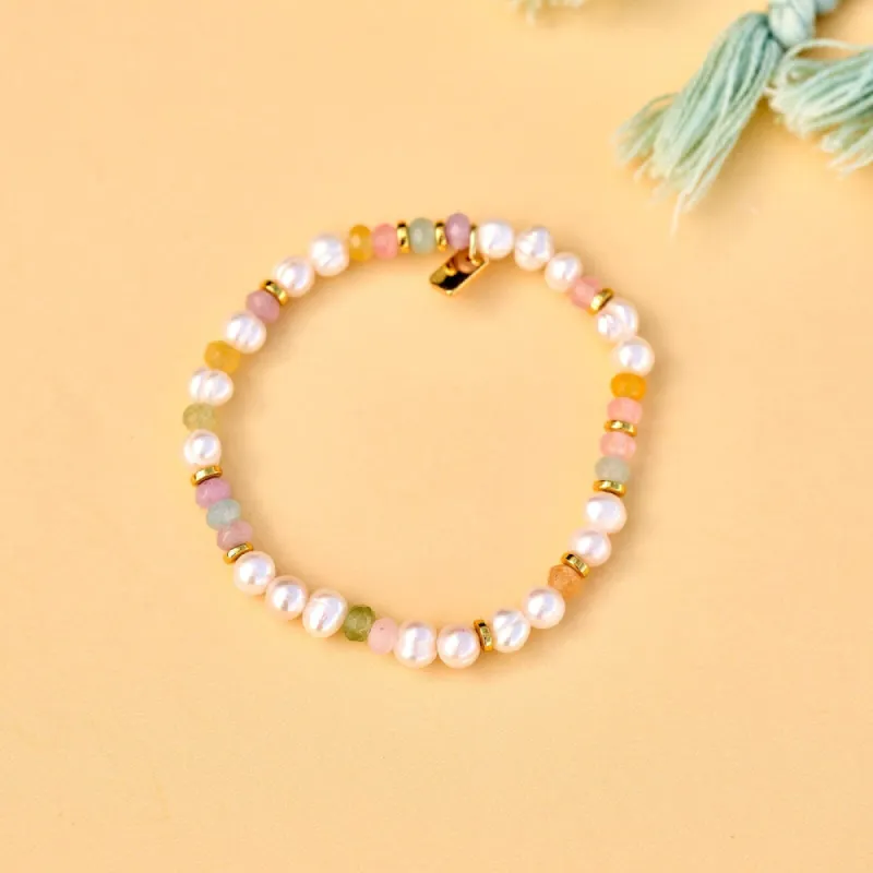 Pura Vida VENICE MIXED BEAD STRETCH BRACELET - GOLD sold by Sun Diego Boardshops
