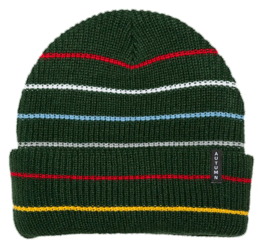 Autumn Multi Stripe Beanie - Dark Green sold by Sun Diego Boardshops