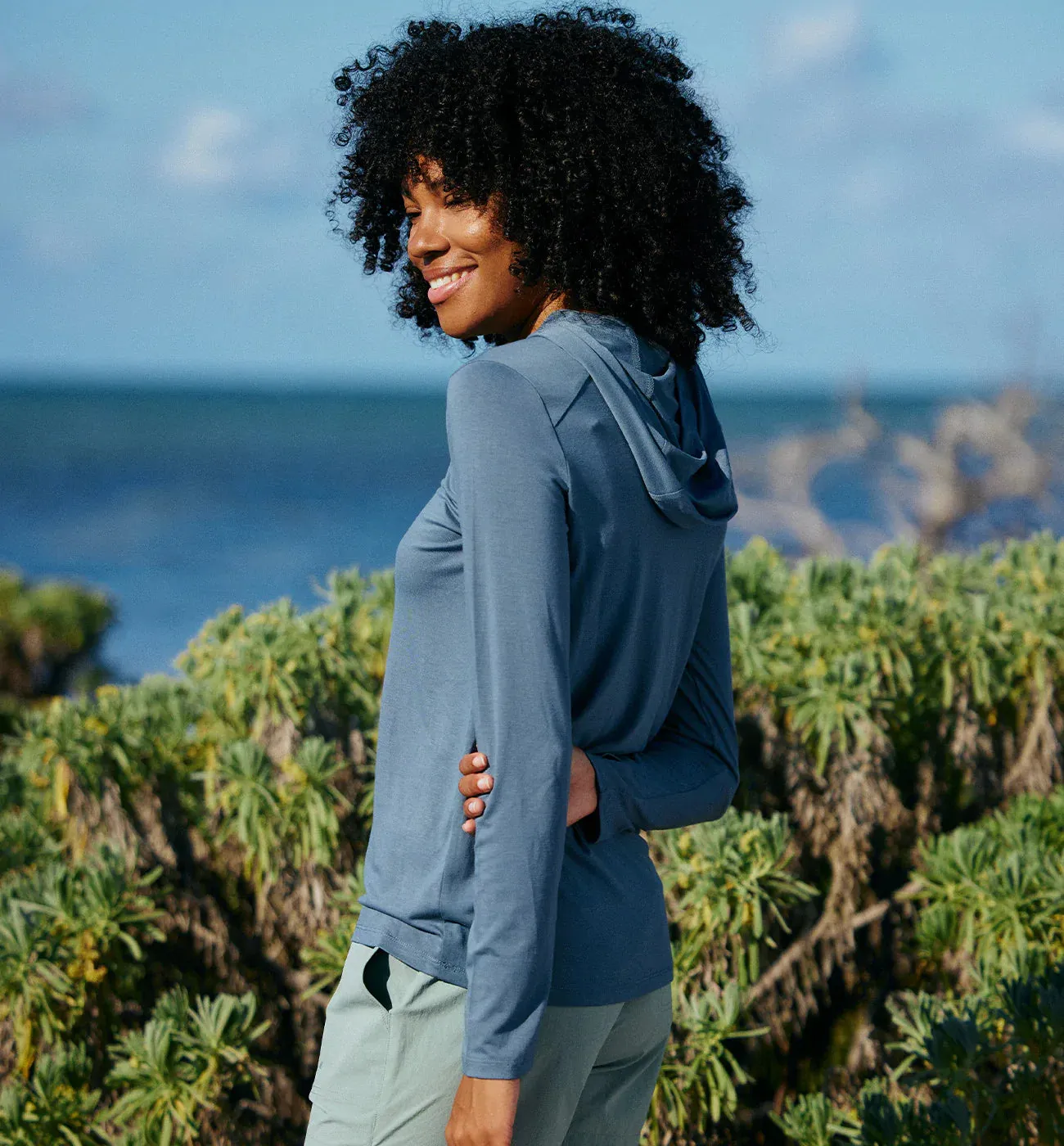 Free Fly Women's Bamboo Shade Hoodie II - Slate Blue sold by Sun Diego Boardshops