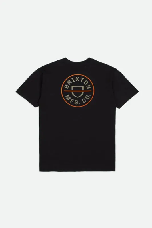 Brixton  CREST II S/S STANDARD TEE - Black Persimmon Orange Sand sold by Sun Diego Boardshops
