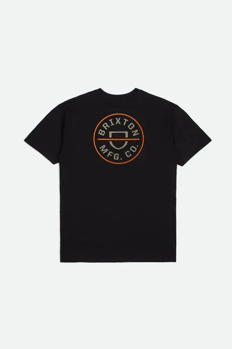Brixton CREST II S/S STANDARD TEE - Black Persimmon Orange Sand sold by Sun Diego Boardshops