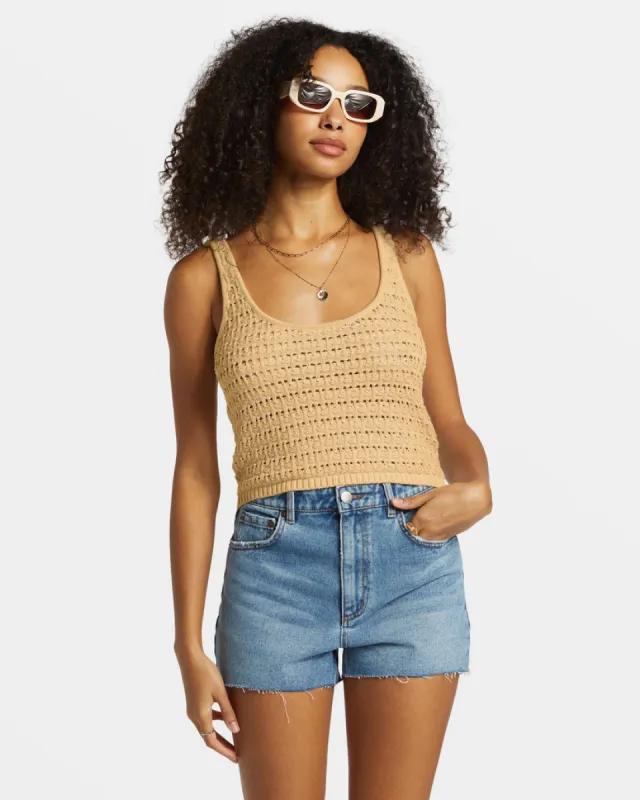Billabong Hot Shot Crochet Tank Top - HEMP 2 sold by Sun Diego Boardshops