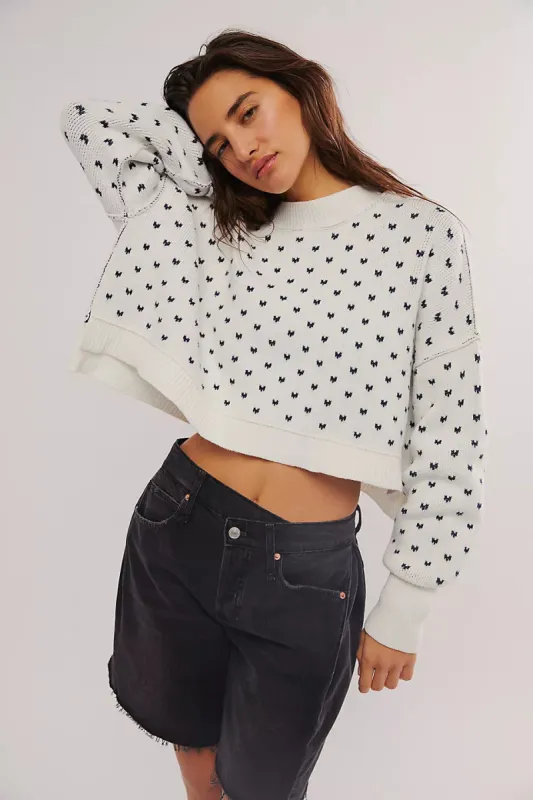 Free People Easy Street Patterned Crop - WHITE NAVY COMBO sold by Sun Diego Boardshops