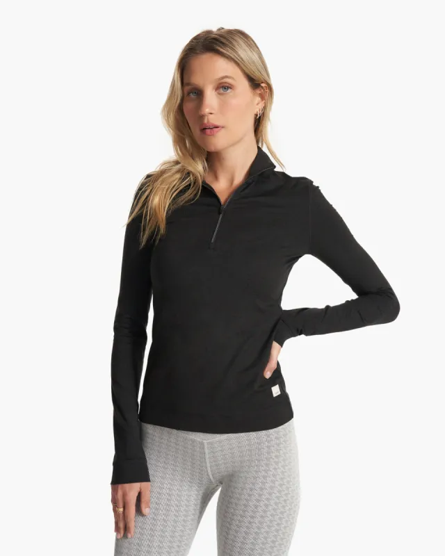 VUORI Halo Essential Half Zip - BLACK HEATHER sold by Sun Diego Boardshops
