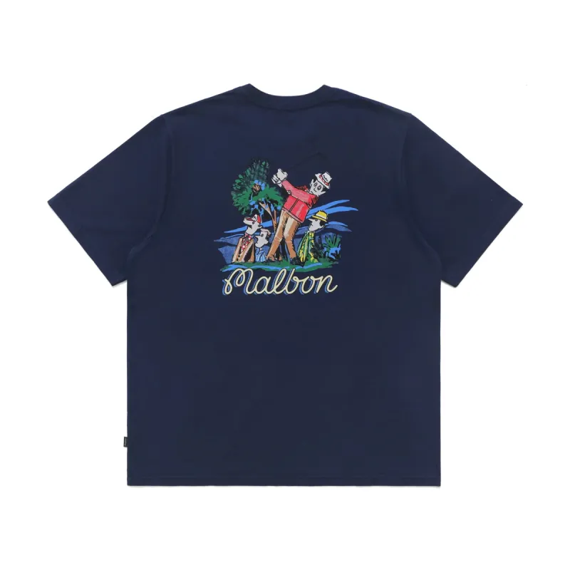 ■Malbon Golf■ Magnolia Collection Pocket Round T-Shirt WHI Malbon Founders Short Sleeve Pocket T-Shirt White | Parallel