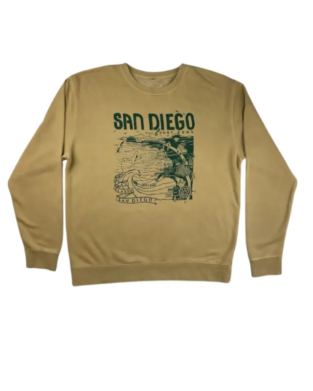 Sun Diego Women's Map Sweatshirt- Sandstone/Green sold by Sun Diego Boardshops