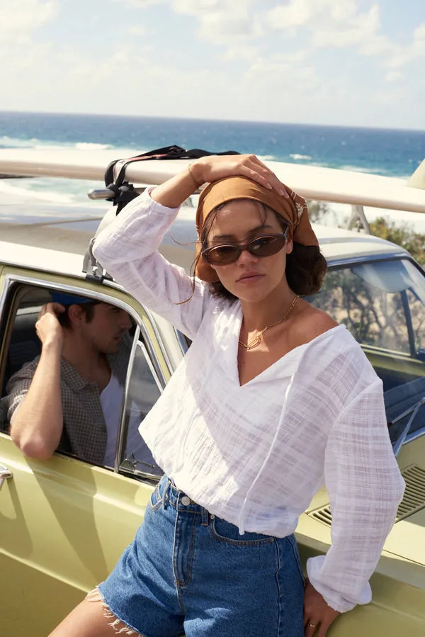 Rhythm Kiara Long Sleeve Top - WHITE sold by Sun Diego Boardshops product image thumbnail 2