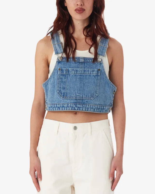 Obey Cropped Overall Denim Top - LIGHT INDIGO made by Obey