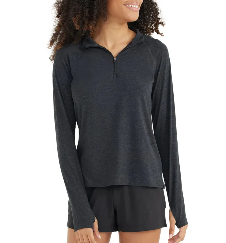 FREE FLY Women's Bamboo Flex Quarter Zip - BLACK sold by Sun Diego Boardshops