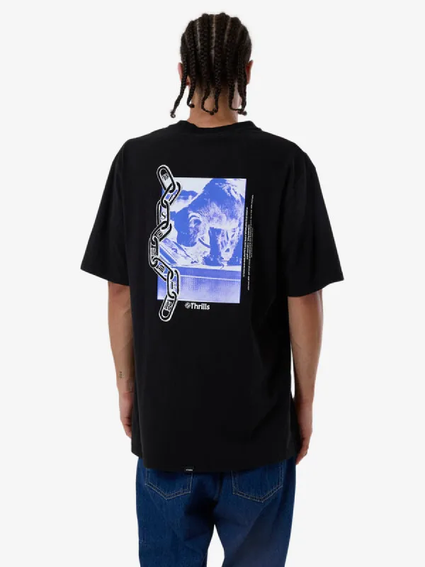 THRILLS Chain Of Disorder Oversize Fit Tee - BLACK sold by Sun Diego Boardshops