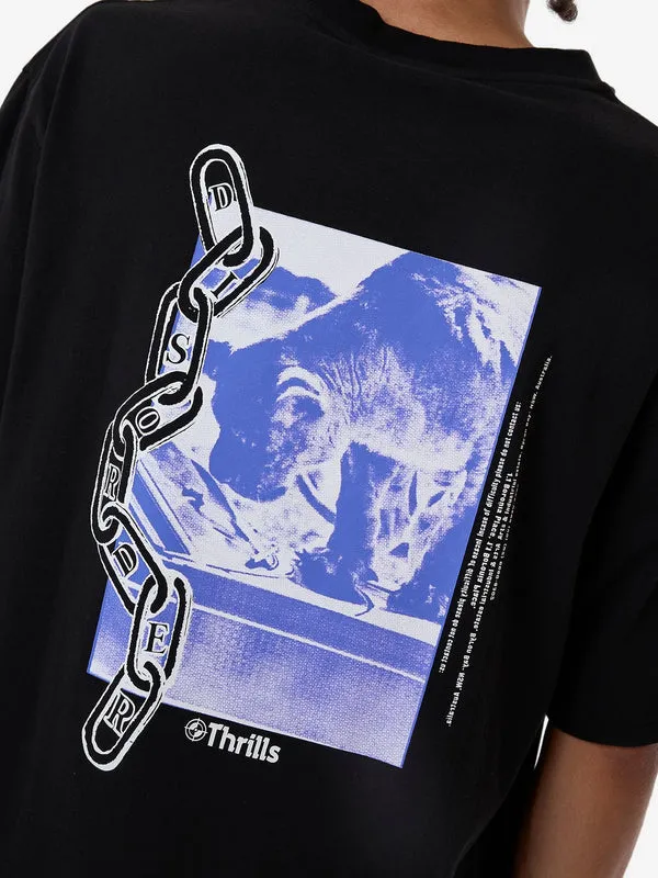 THRILLS Chain Of Disorder Oversize Fit Tee - BLACK sold by Sun Diego Boardshops product image thumbnail 2