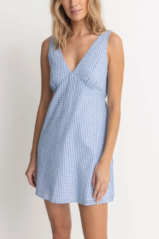 Rhythm Lola Check Mini Dress - BLUE sold by Sun Diego Boardshops