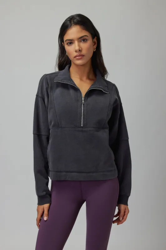 Spiritual Gangster Shay Half Zip Sweatshirt - Black sold by Sun Diego Boardshops