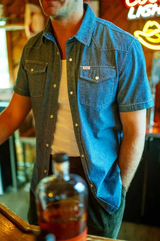 SEAGER Reagan Pearl Snap S/S - LIGHT USED WASH sold by Sun Diego Boardshops