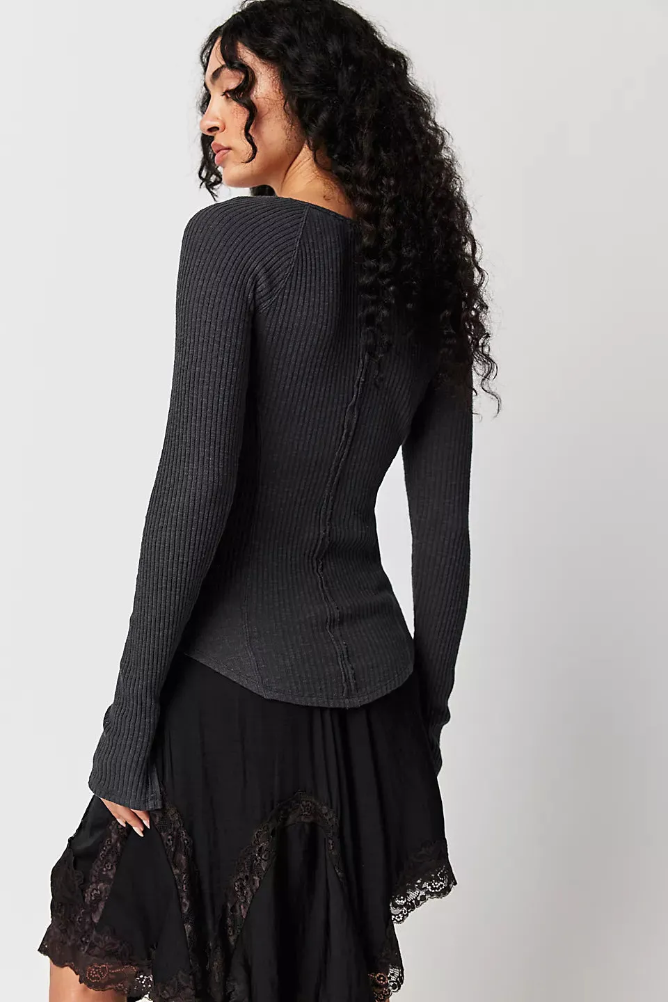 Free People Passing Thru Layering Long Sleeve Top - Black sold by Sun Diego Boardshops product image thumbnail 4
